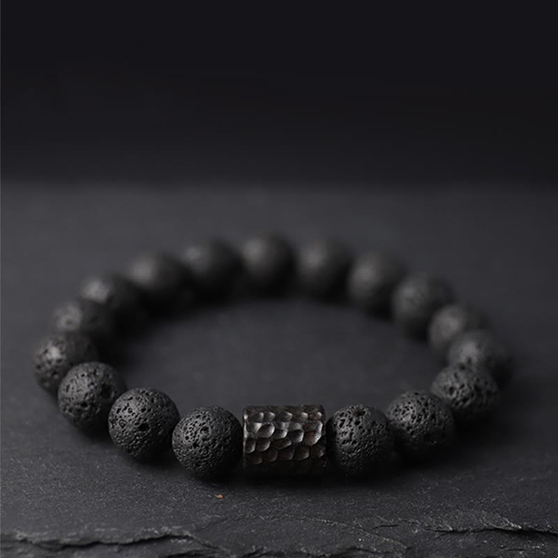Healing Bracelet Lava Stone – Tiger's Eye and Ebony for Stress Relief