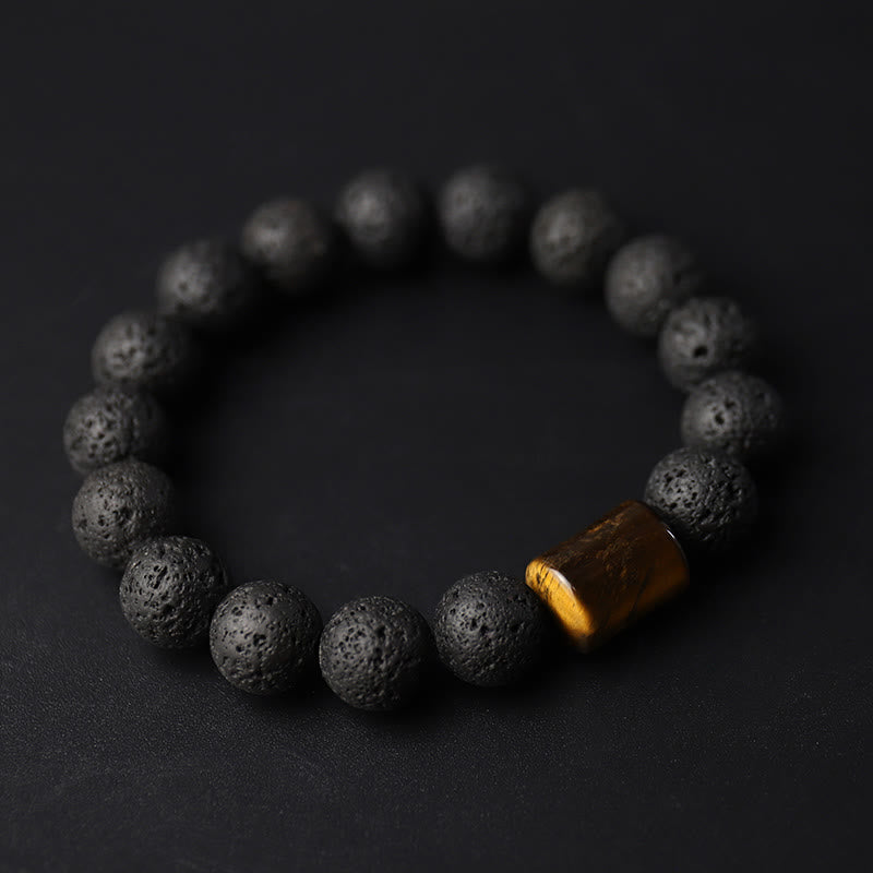 Healing Bracelet Lava Stone – Tiger's Eye and Ebony for Stress Relief