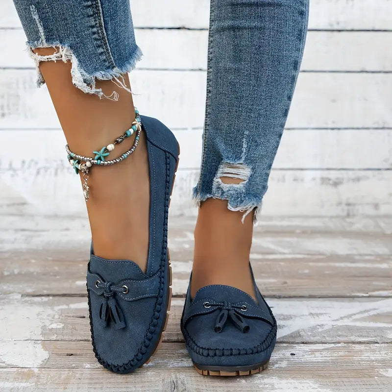 Suede Loafers for Women – Classic Tassel Detail Elegant Footwear