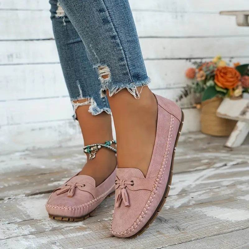 Suede Loafers for Women – Classic Tassel Detail Elegant Footwear