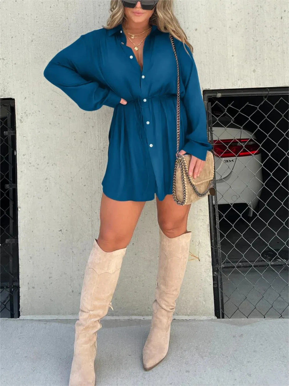 Trendy Satin Romper Dress – Short Sleeve Casual Outfit for Women