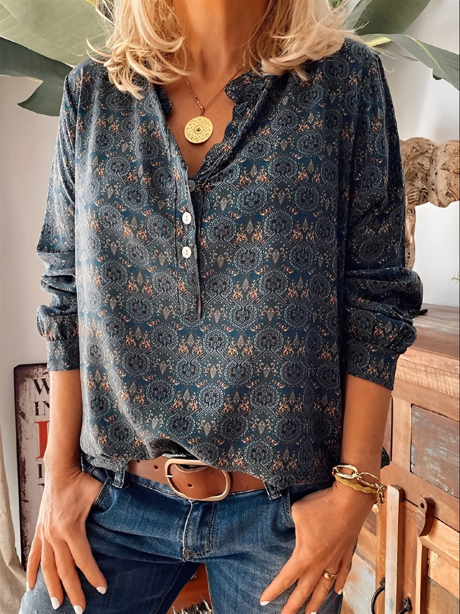Summer Floral Blouse Women – Vintage Short Sleeve Top for Casual Wear