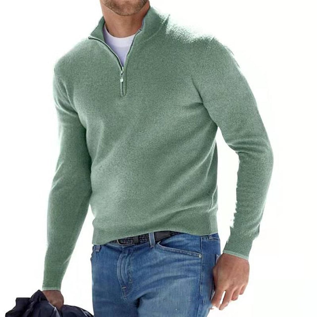 Merino Wool Sweater Women – Stylish V-neck with Zipper, Warm and Cozy