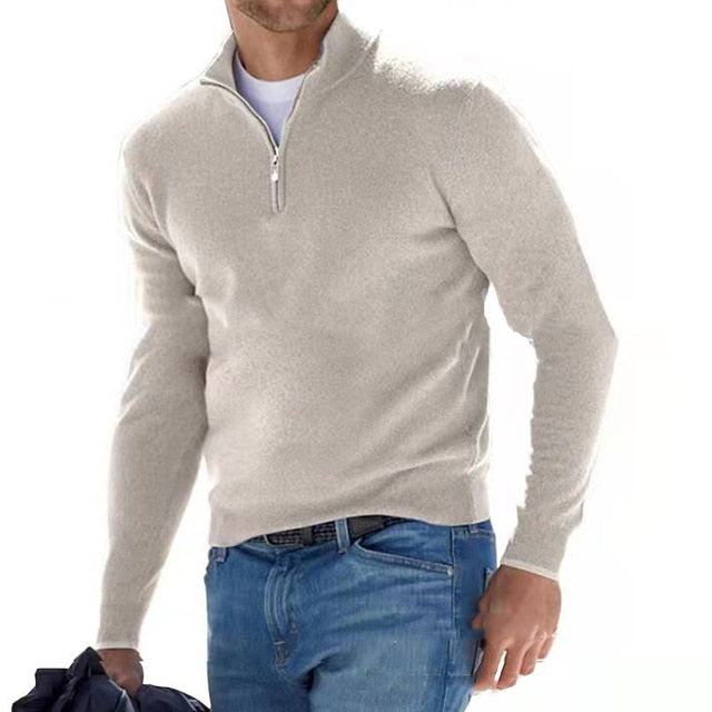 Merino Wool Sweater Women – Stylish V-neck with Zipper, Warm and Cozy