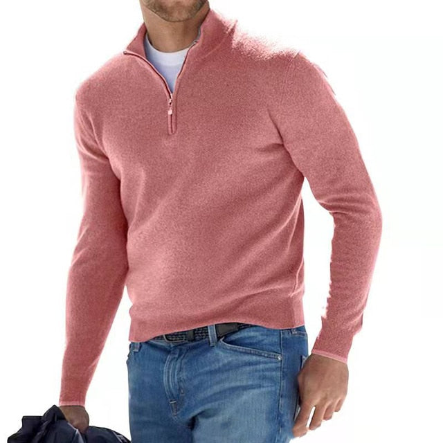 Merino Wool Sweater Women – Stylish V-neck with Zipper, Warm and Cozy