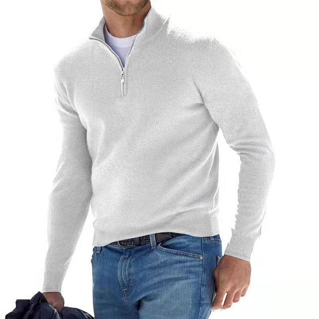 Merino Wool Sweater Women – Stylish V-neck with Zipper, Warm and Cozy