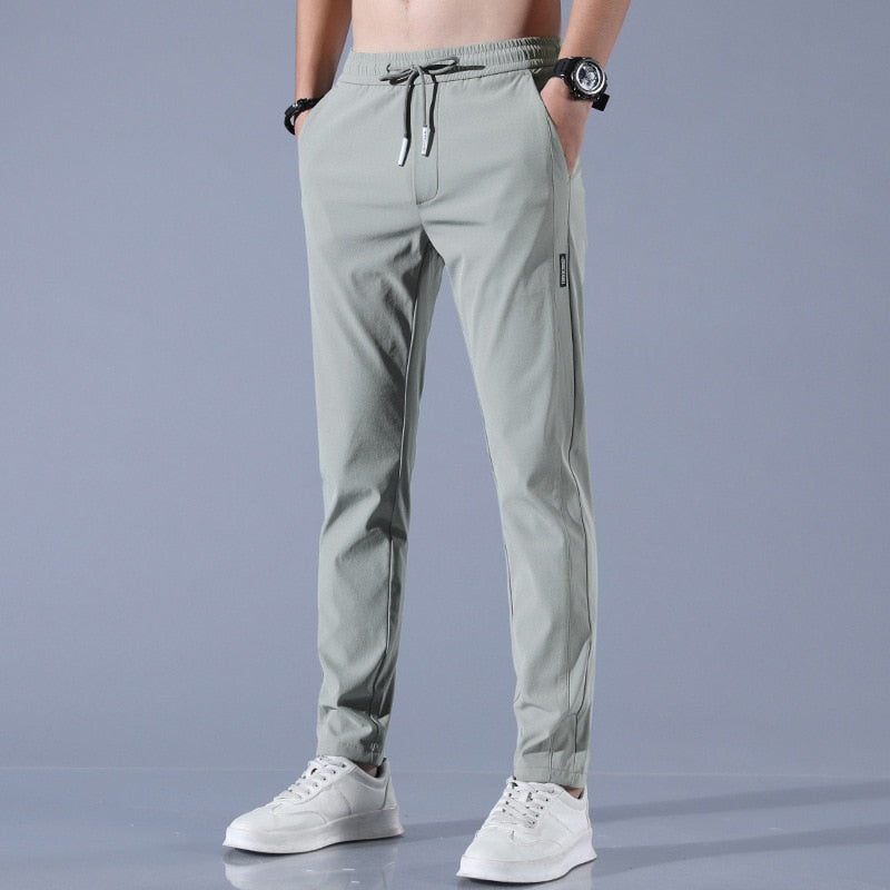 Men's Stretch Pants – Lightweight Quick-Dry Elastic Waist Casual Trousers