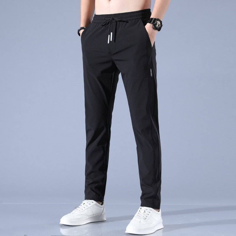 Men's Stretch Pants – Lightweight Quick-Dry Elastic Waist Casual Trousers