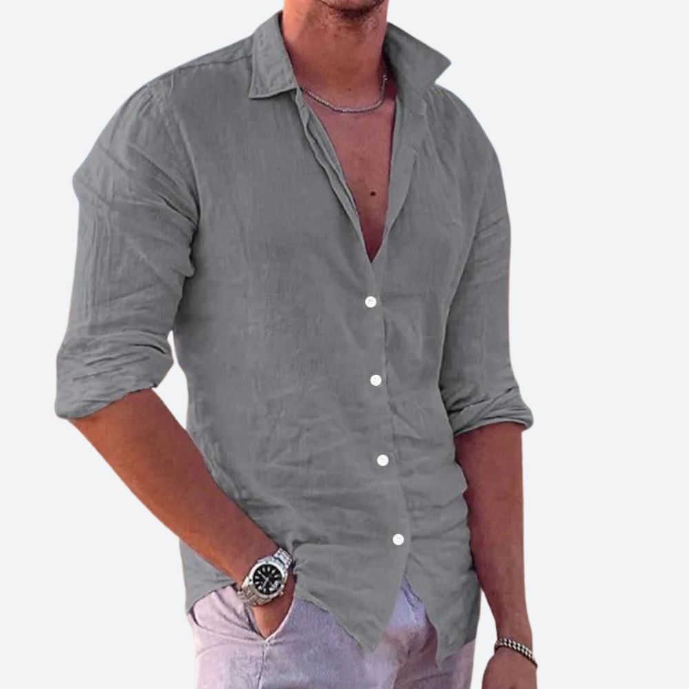 Men's Linen Shirt – Casual Short Sleeve Breathable Summer Top