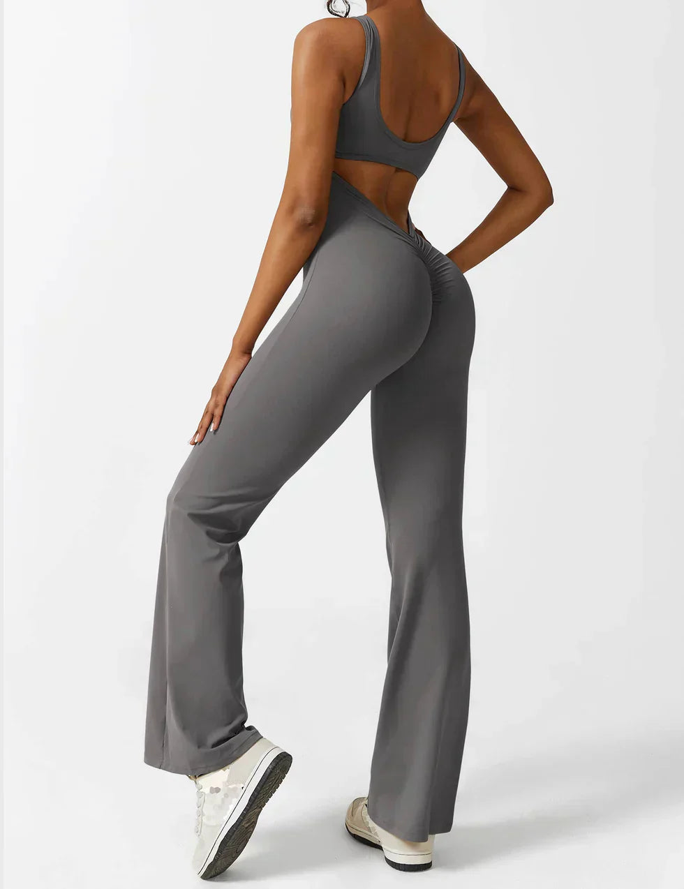 Women's Jumpsuit – Elegant Flared V-back Party Outfit