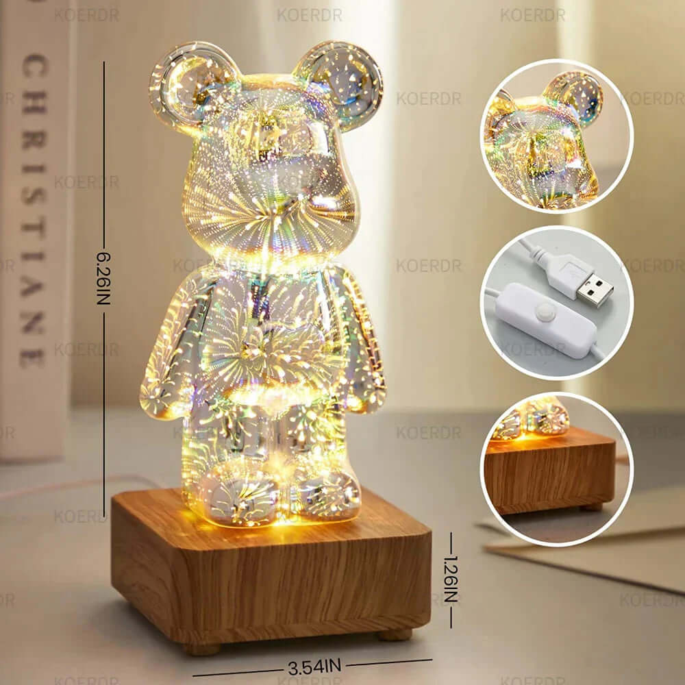 3D Projection Lamp Colorful Bear Night Light