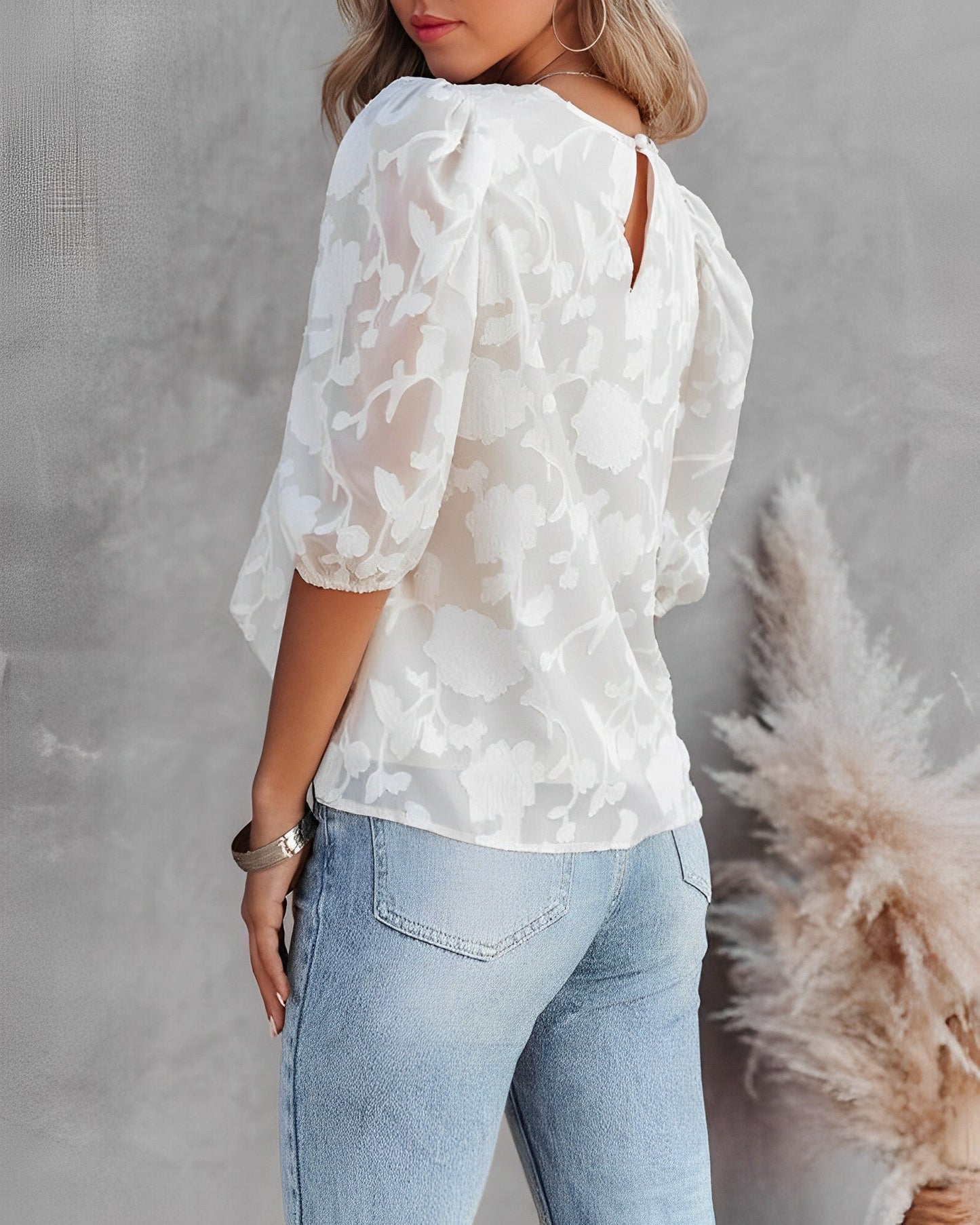 Chiffon Blouse Women – Elegant Puff Sleeve Top for Casual Festive Wear