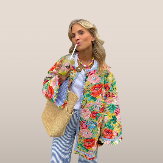 Floral Print Jacket Women – Quilted Floral Jacket with Soft Lining and Trendy Design