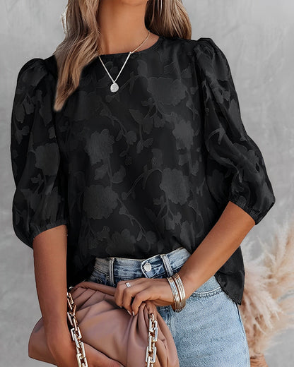Chiffon Blouse Women – Elegant Puff Sleeve Top for Casual Festive Wear