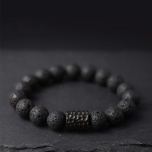 Healing Bracelet Lava Stone – Tiger's Eye and Ebony for Stress Relief