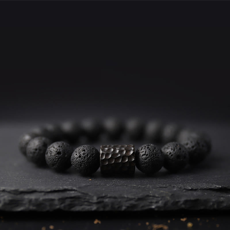 Healing Bracelet Lava Stone – Tiger's Eye and Ebony for Stress Relief