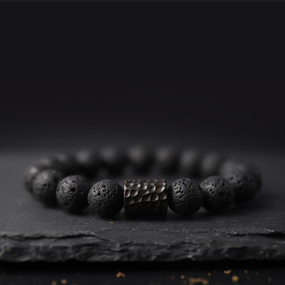 Healing Bracelet Lava Stone – Tiger's Eye and Ebony for Stress Relief
