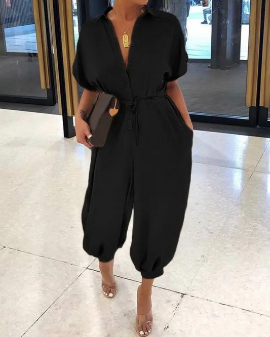 Elegant Ladies' Jumpsuit – Trendy Knot Waist Belt for Party Wear