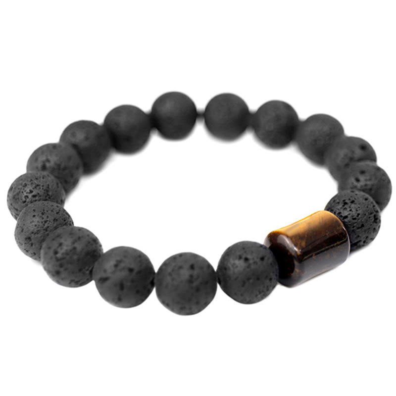 Healing Bracelet Lava Stone – Tiger's Eye and Ebony for Stress Relief