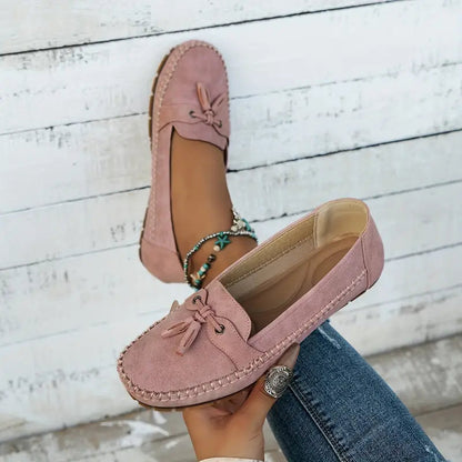 Suede Loafers for Women – Classic Tassel Detail Elegant Footwear