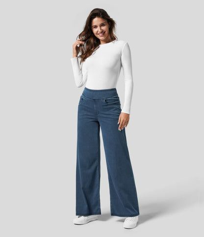 High Waist Stretch Pants Women – Comfy Casual Trousers with Elastic Fit