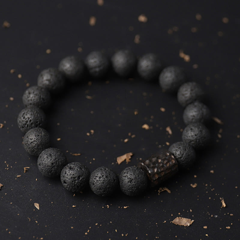 Healing Bracelet Lava Stone – Tiger's Eye and Ebony for Stress Relief