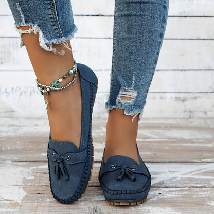Suede Loafers for Women – Classic Tassel Detail Elegant Footwear