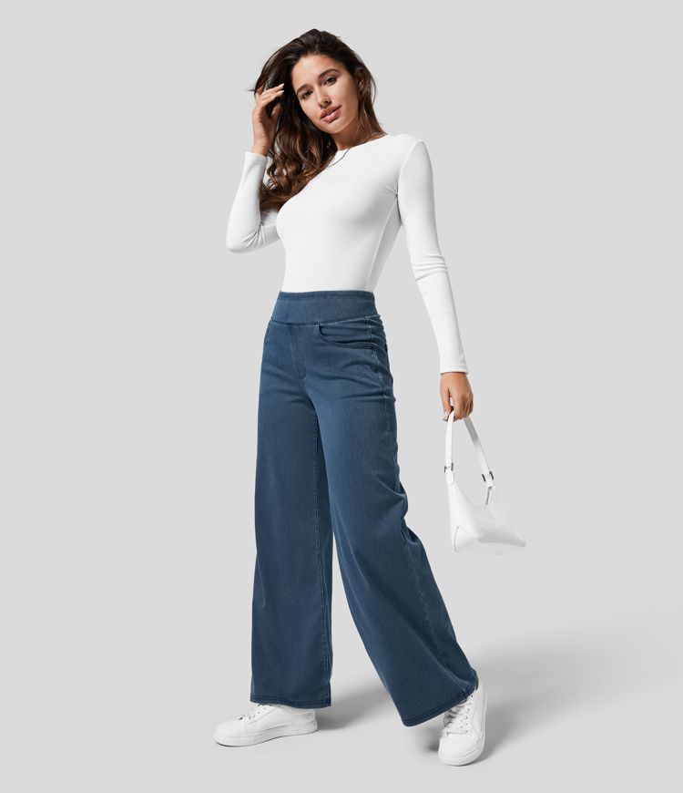 High Waist Stretch Pants Women – Comfy Casual Trousers with Elastic Fit