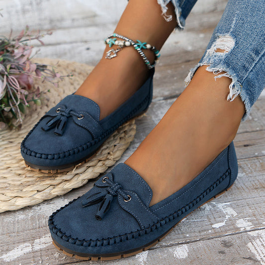 Suede Loafers for Women – Classic Tassel Detail Elegant Footwear