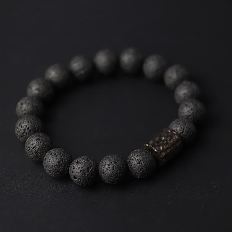 Healing Bracelet Lava Stone – Tiger's Eye and Ebony for Stress Relief