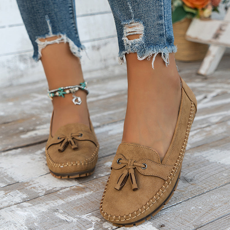 Suede Loafers for Women – Classic Tassel Detail Elegant Footwear