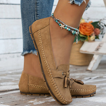 Suede Loafers for Women – Classic Tassel Detail Elegant Footwear