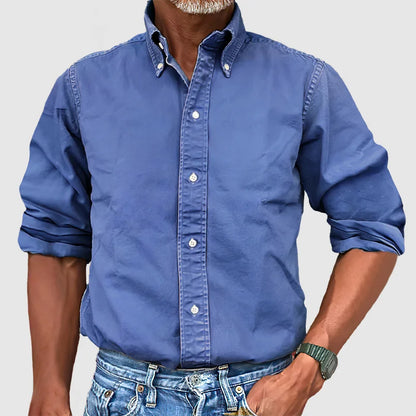Men's Casual Long Sleeve Shirt – Vintage Wash Lightweight Button-Up
