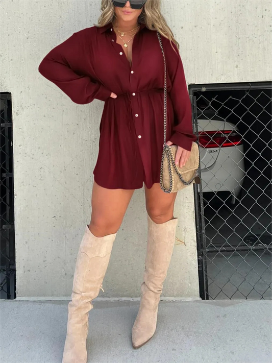 Trendy Satin Romper Dress – Short Sleeve Casual Outfit for Women