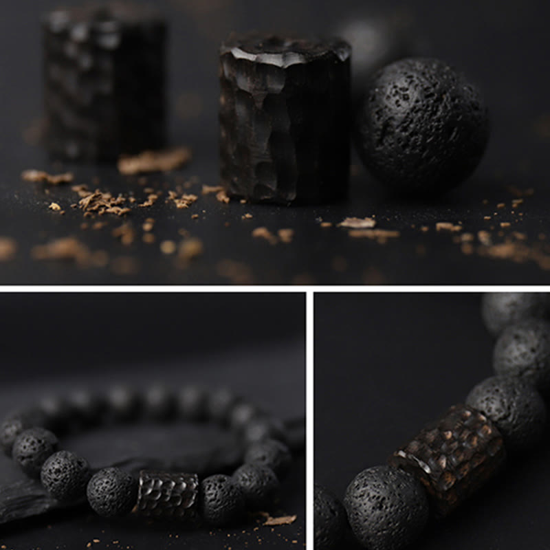 Healing Bracelet Lava Stone – Tiger's Eye and Ebony for Stress Relief