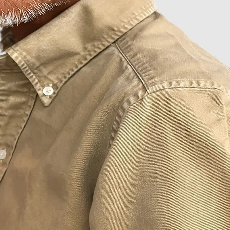 Men's Casual Long Sleeve Shirt – Vintage Wash Lightweight Button-Up