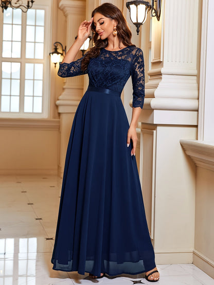 Maxi Dress Women – Elegant Long Lace Chiffon Gown for Events