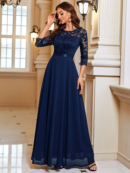 Maxi Dress Women – Elegant Long Lace Chiffon Gown for Events