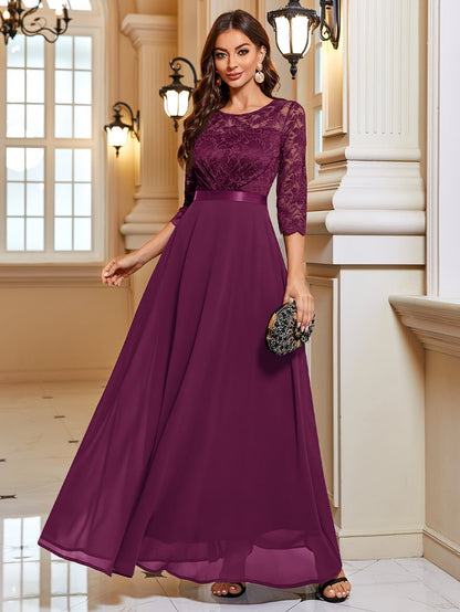 Maxi Dress Women – Elegant Long Lace Chiffon Gown for Events