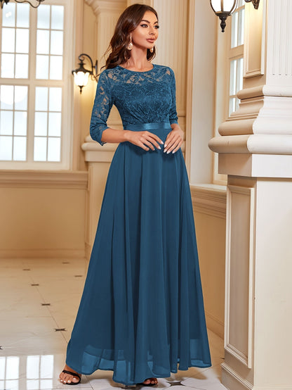 Maxi Dress Women – Elegant Long Lace Chiffon Gown for Events
