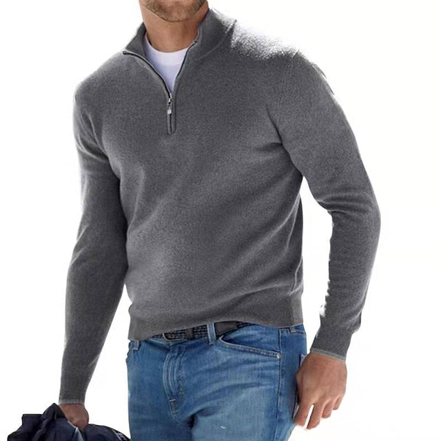 Merino Wool Sweater Women – Stylish V-neck with Zipper, Warm and Cozy