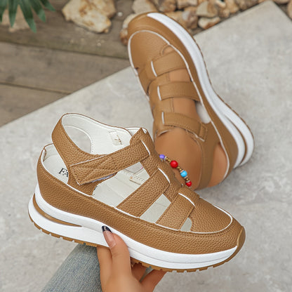 Platform Sandals Women – Stylish Velcro Straps and Padded Sole for Comfort