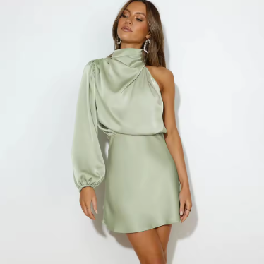 Evening Dress Satin – Asymmetrical Elegant Gown for Weddings and Special Occasions