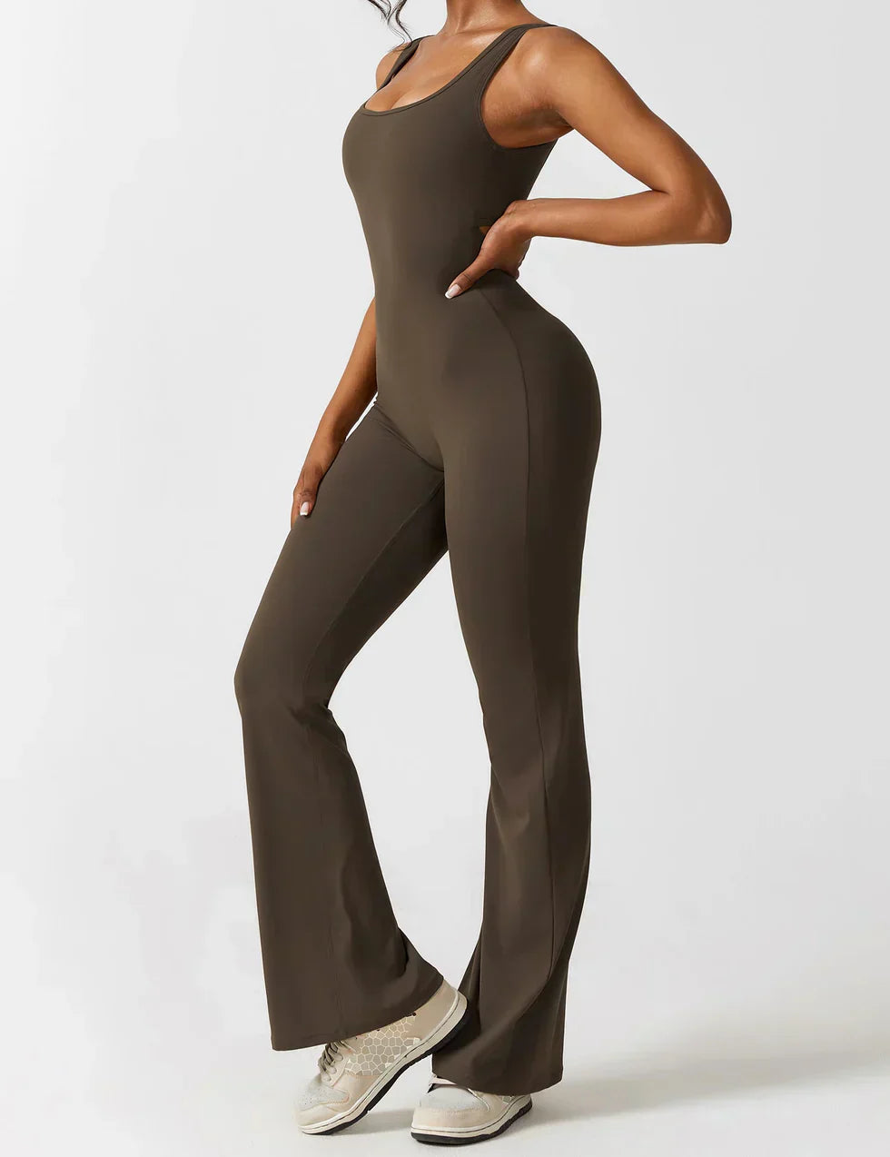 Women's Jumpsuit – Elegant Flared V-back Party Outfit