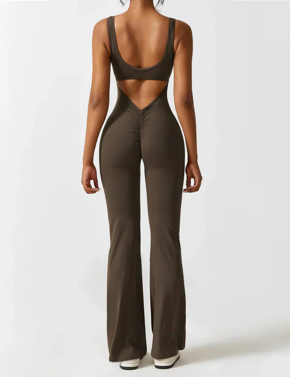 Women's Jumpsuit – Elegant Flared V-back Party Outfit