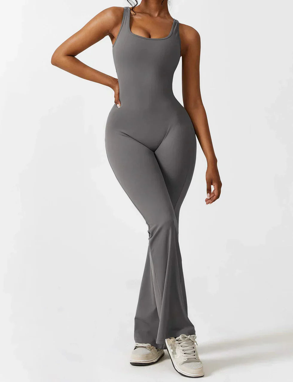 Women's Jumpsuit – Elegant Flared V-back Party Outfit