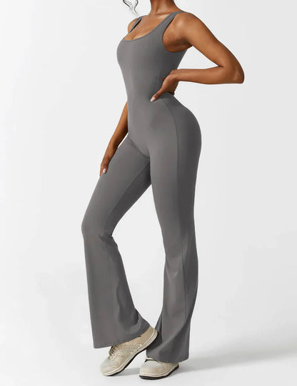 Women's Jumpsuit – Elegant Flared V-back Party Outfit