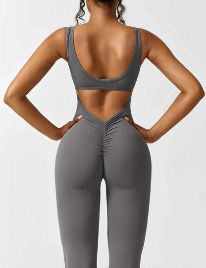 Women's Jumpsuit – Elegant Flared V-back Party Outfit