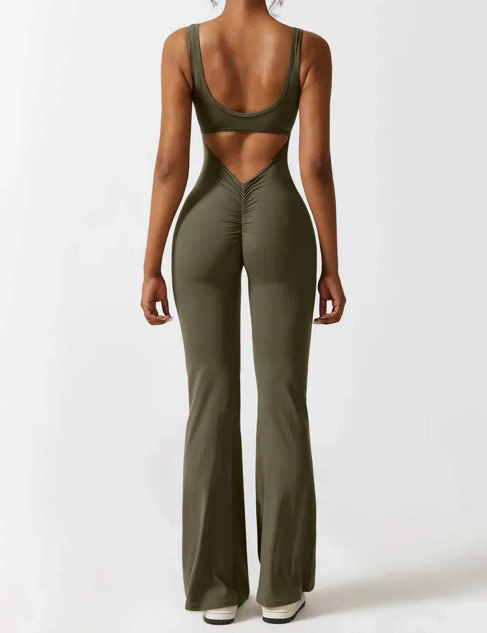 Women's Jumpsuit – Elegant Flared V-back Party Outfit