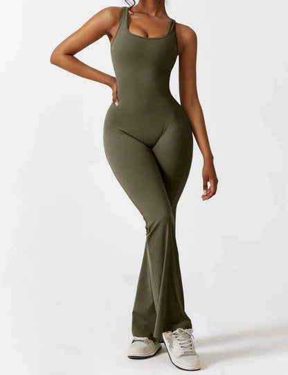 Women's Jumpsuit – Elegant Flared V-back Party Outfit